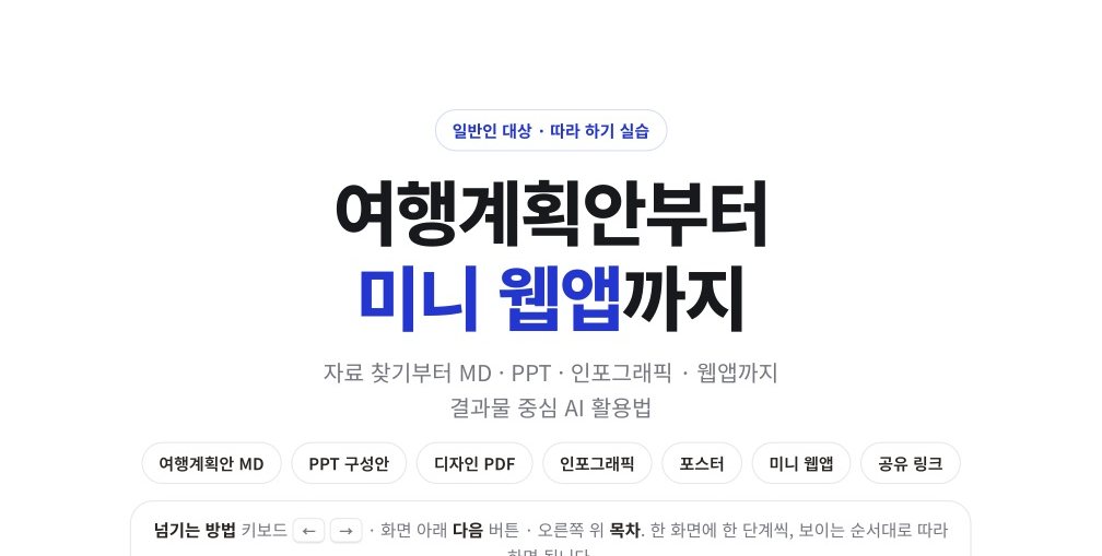 교안 표지 — 여행계획안부터 미니 웹앱까지